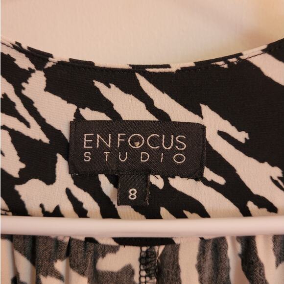 EN FOCUS Studio Crochet Zebra Safari Tunic Dress 8 Indie Graphic Old Money - Picture 6 of 9